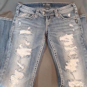 Women's distressed womens jeans